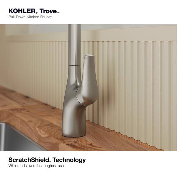 KOHLER Trove Single-Handle Pull Down Sprayer Kitchen Faucet in Vibrant Stainless