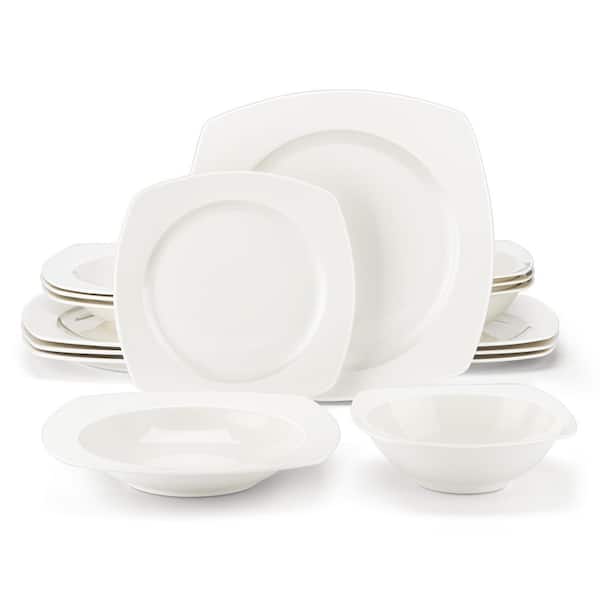 MALACASA 28-Piece White Porcelain Dinnerware in the Dinnerware