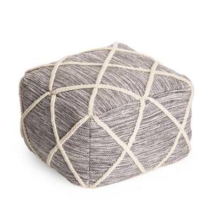 Kirkwood Cityscape 22 in. x 22 in. x 16 in. Gray and Ivory Pouf