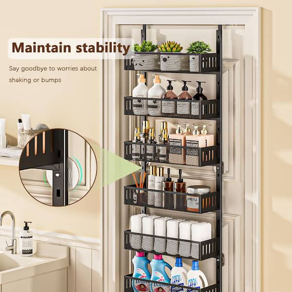 Numhew 6-Tier Black Over The Door Pantry Organizer with Mesh