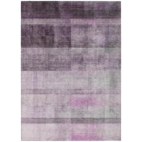 Purple 5 ft. x 8 ft. Woven Solid Color Rectangle Indoor/Outdoor Area Rug