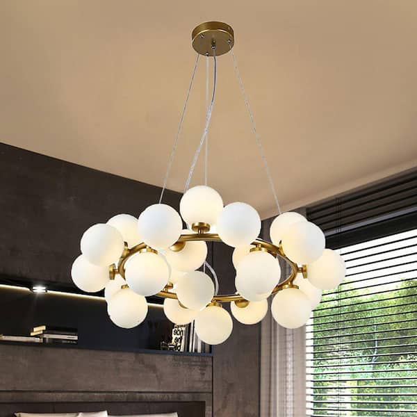OUKANING 25-Light Gold Modern Creative Bubble Glass Ball