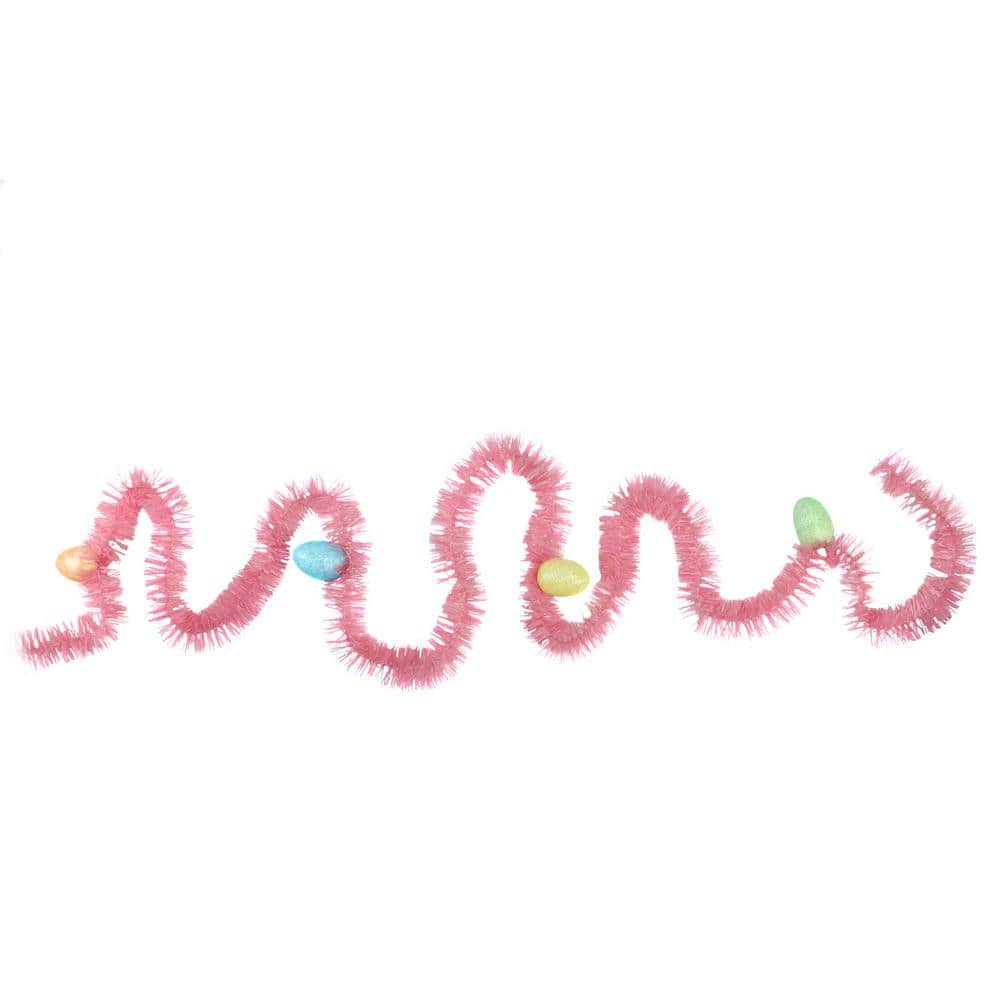 300 in. Pink Unlit Spring Tinsel Garland with Easter Eggs price history on PriceWatchPro