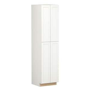 Shaker Full Overlay 24 in. W x 24 in. D x 96 in. H Plywood Assembled Utility Kitchen Cabinet in Linen White