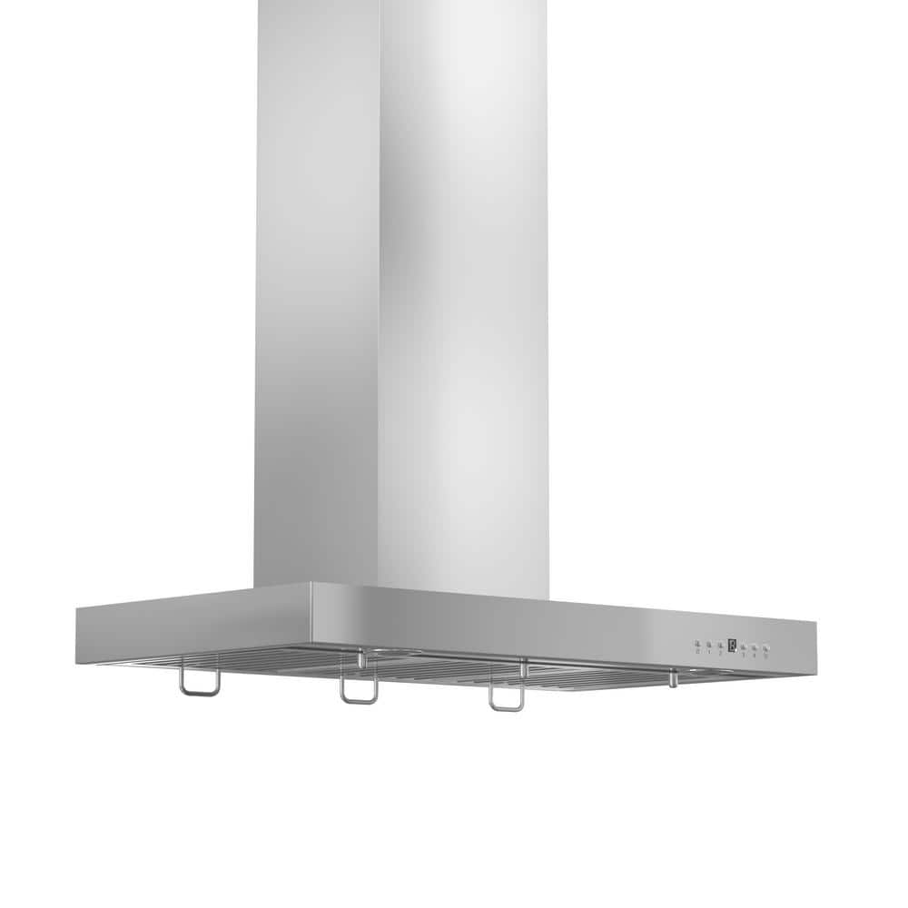 ZLINE Kitchen and Bath 42 in. 400 CFM Convertible Vent Wall Mount Range Hood with Crown Molding in Stainless Steel, Brushed 430 Stainless Steel