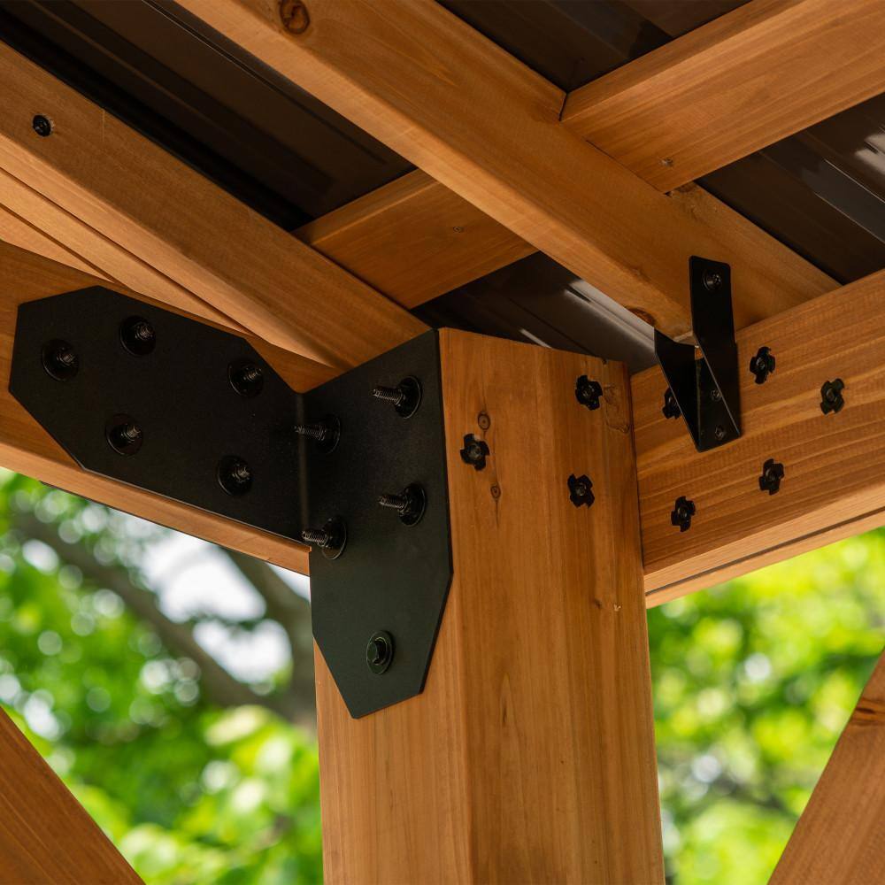 Norwood 24x12 Brown Cedar and Steel Carport Gazebo