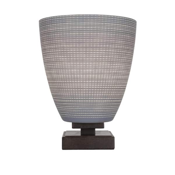 Unbranded Quincy 10 in. Dark Granite Accent Lamp with Glass Shade