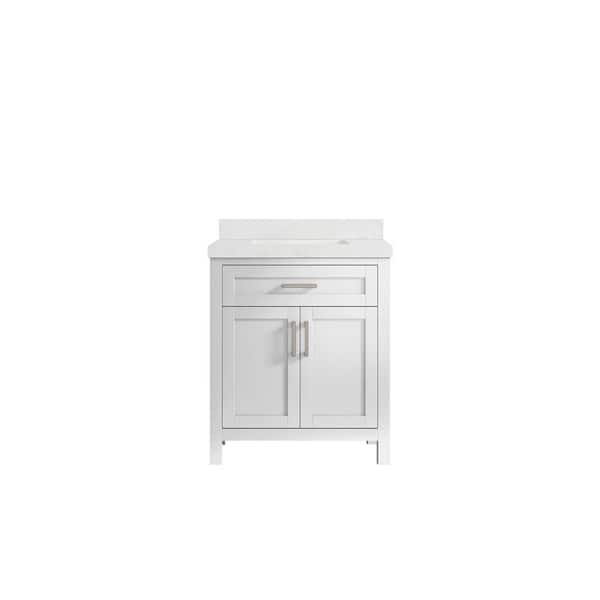Willow Collections Cambridge 30 in. W x 22 in. D x 36 in. H Bath Vanity in White with 2 in. Empira Quartz Top