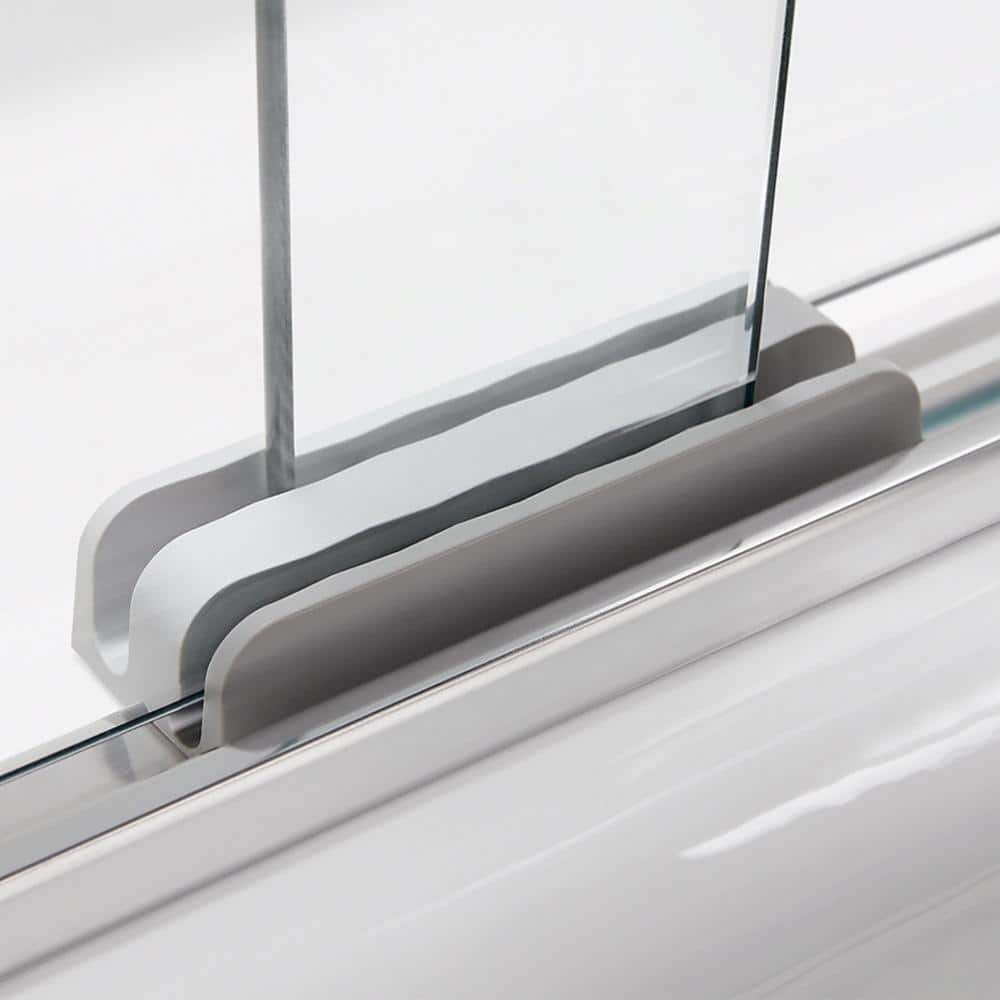 Bright Polished Silver Frameless Sliding Shower Door with Crystal Clear Glass