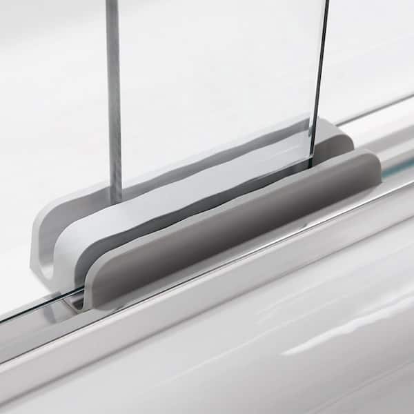KOHLER Revel 59.625 in. W x 70 in. H Sliding Frameless Shower Door in Bright Polished Silver with Crystal Clear Glass