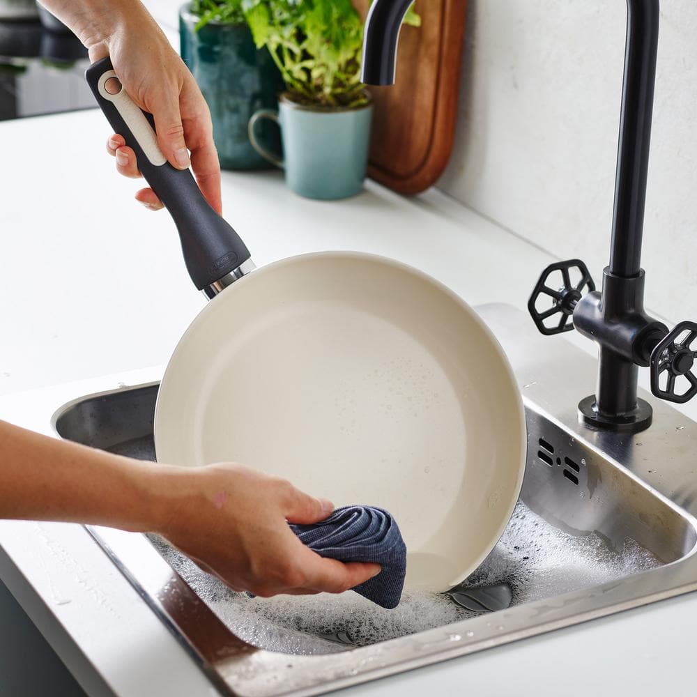 GreenPan Rio Black and Cream Ceramic Nonstick 3-Piece Frying Pan Set