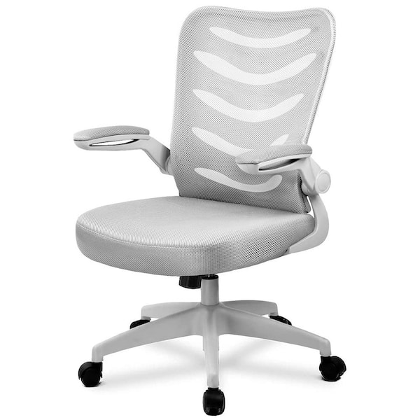 Ergonomic Task Chair, Mesh Office Seat with Lumbar Support Backrest & Flip-Up Arms Bring Home Furniture Upholstery Color: Gray