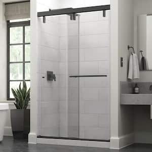 Mod 48 in. x 71-1/2 in. Soft-Close Frameless Sliding Shower Door in Bronze with 3/8 in. Tempered Clear Glass