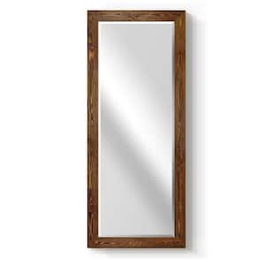 25 in. W x 61 in. H Framed Rectangle Beveled Edge Wood Full Length Mirror in Maple