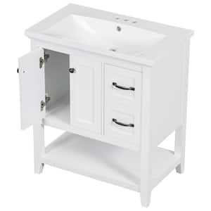 30 in. W x 18 in. D x 34 in. H Single Sink Freestanding Bath Vanity in White with White Ceramic Top