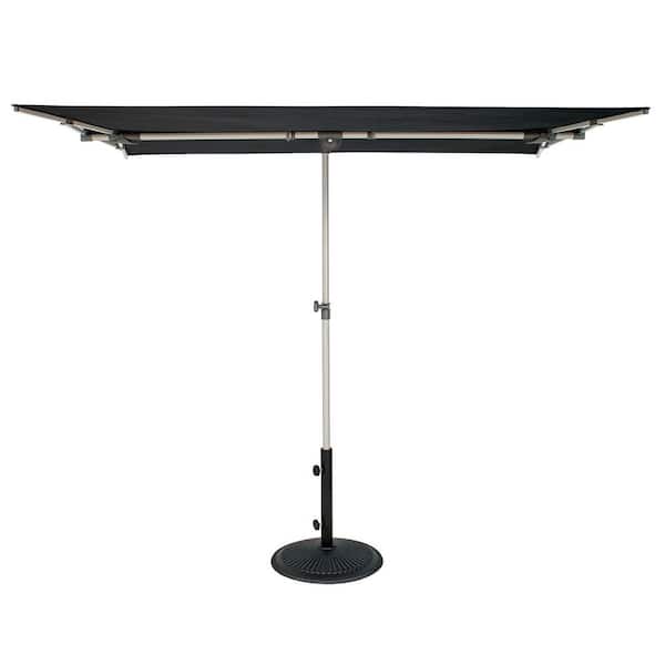 Capri 4.95 ft. x 6.93 ft. Aluminum Frame Rectangle Patio Umbrella with Tilt and Protective Cover in Black for Balcony
