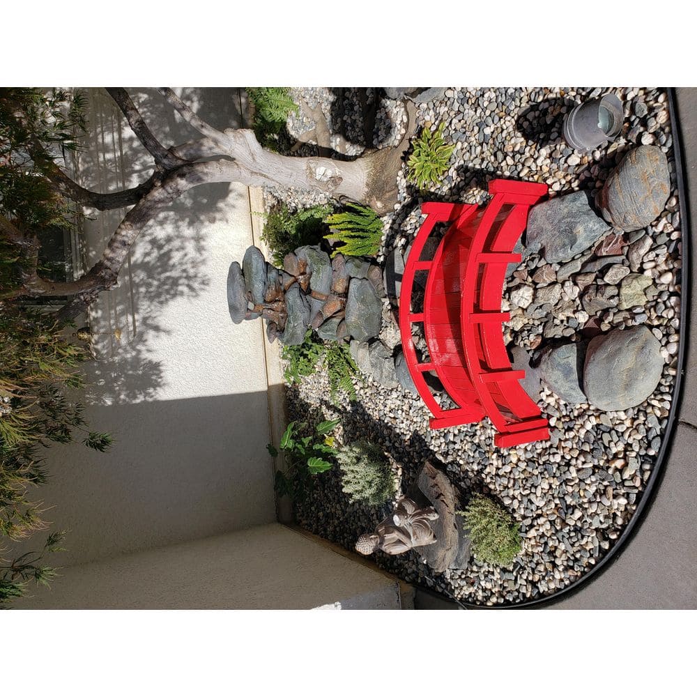 Miniature Red Wood Japanese Garden Bridge, 25"