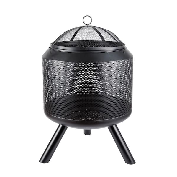 CASAINC 23.62 in. W x 21.26 in. H Outdoor Round Black Fire Pit