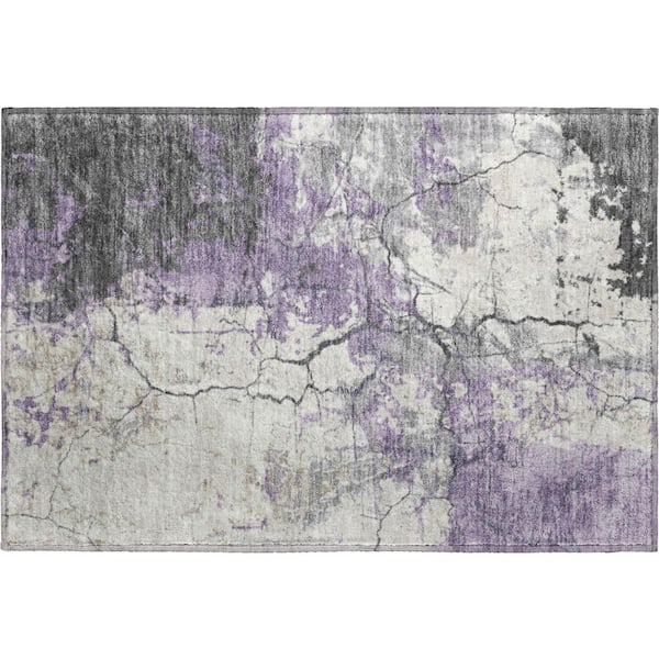 Mayfield Premium Machine Washable Abstract AMF2431 Lavender 2 ft. x 3 ft. Accent Rug