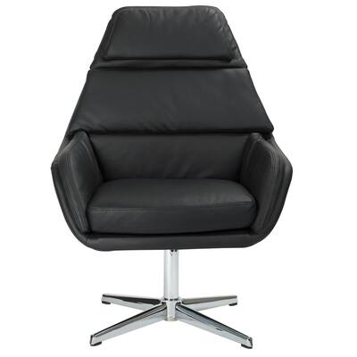 Guest Black Faux Leather Chair with Chrome Base