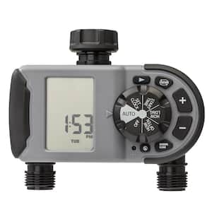 2-Outlet Hose Faucet Digital Timer with Convenient Rain Delay Feature Sprinkler and Irrigation Timer
