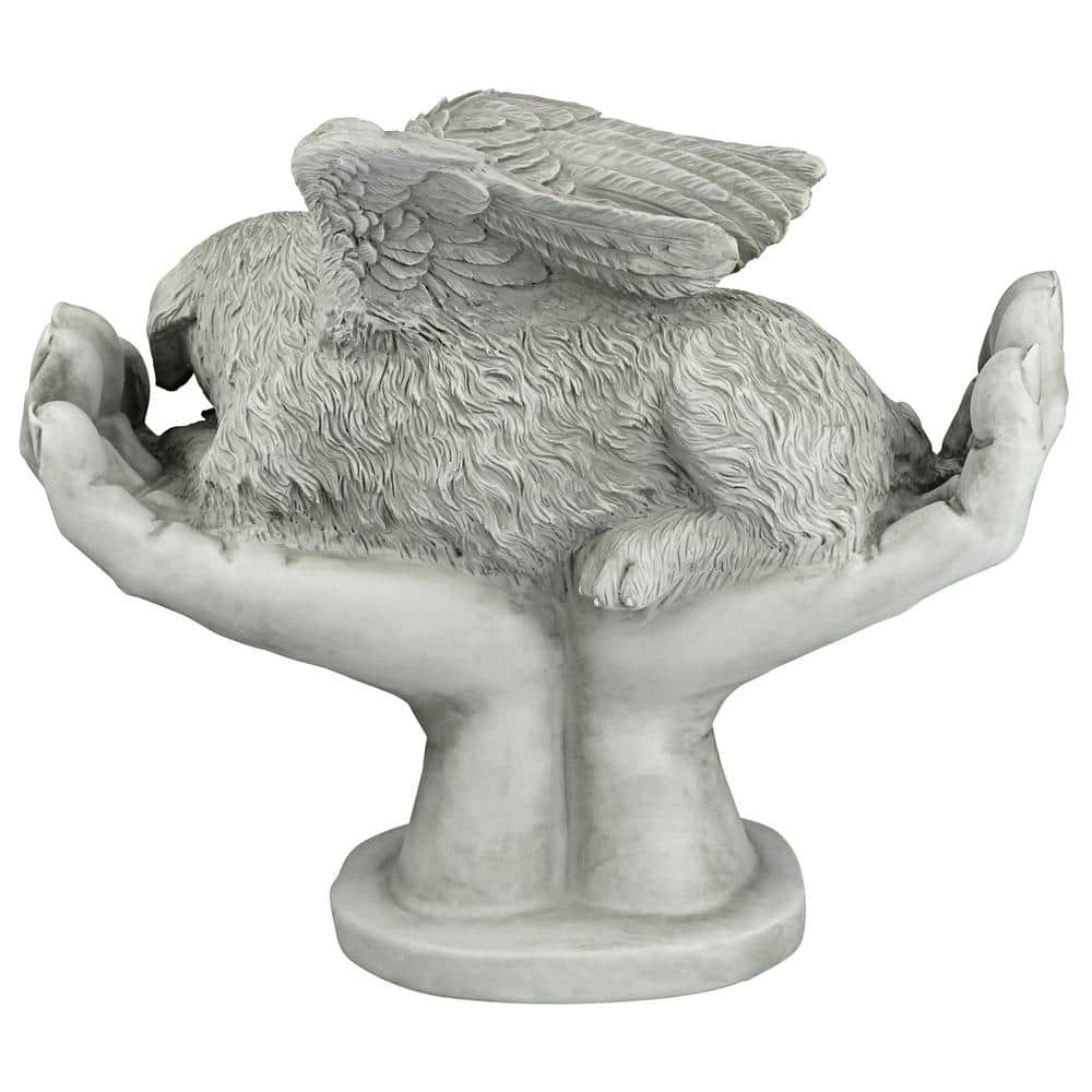 Gray Resin Dog Memorial Statue with Angel Wings