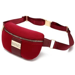Sage 5 in. Burgundy Waistpack Made from Scuba and Vegan Leather