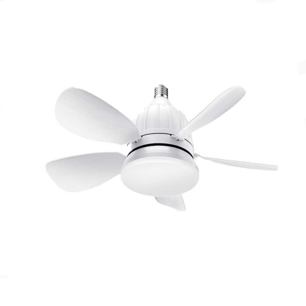 BeamBox 18 in. Socket Matte White Flush Mount Ceiling Fan with