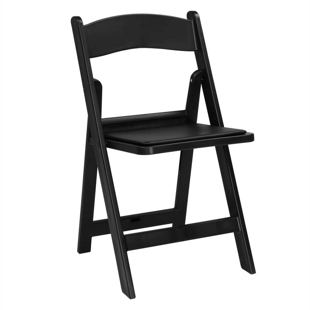 Karl home Black Plastic Folding Chairs with Padded Seat -4Pack