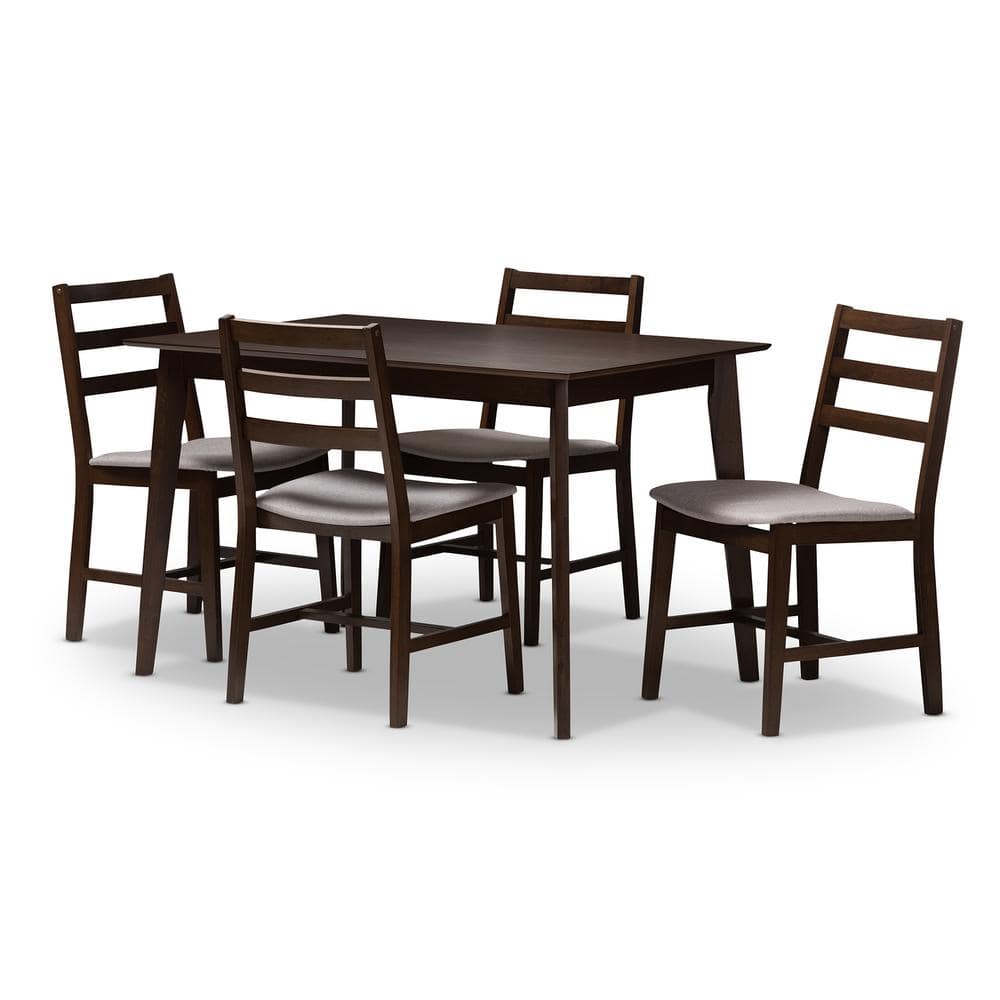 Baxton Studio Nadine 5-Piece Light Gray Dining Set 143-8048-HD - The ...