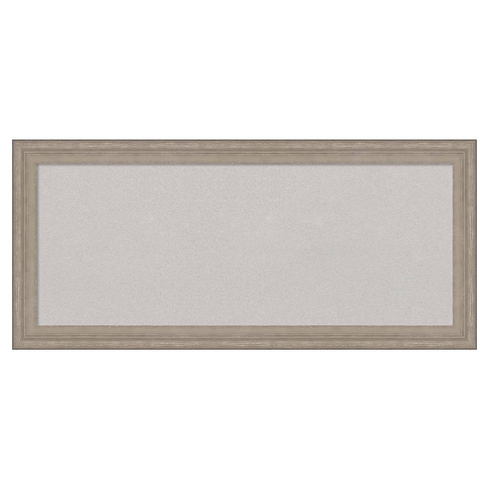 Amanti Art Curve Greywash Wood Framed Grey Corkboard 33 in. x 15 in ...