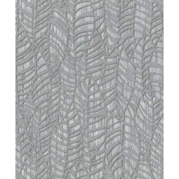 Unbranded Metallic Grey/Silver Botanical Leaves Design Vinyl on Non-Woven Non-Pasted Wallpaper Roll