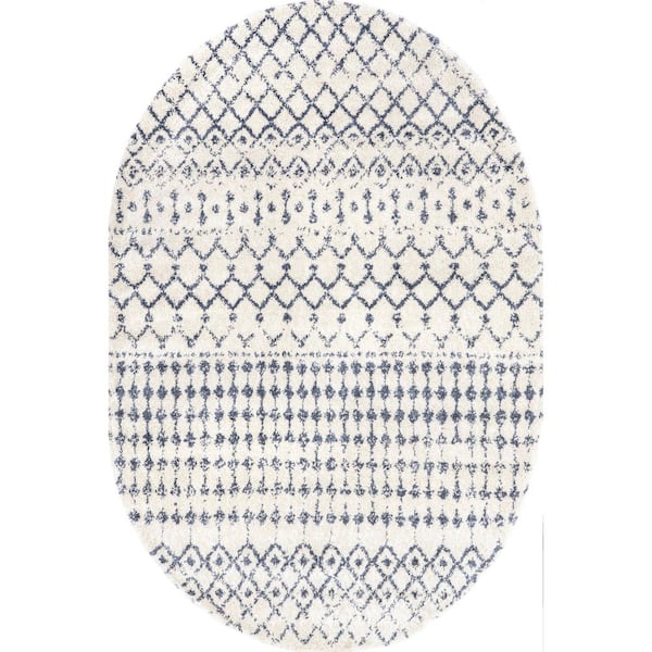 Moroccan Barbara Beige 5 ft. x 8 ft. Oval Rug