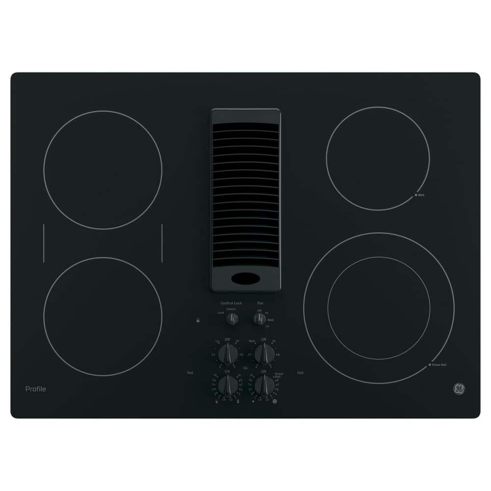 Profile 30 in. Downdraft Electric Cooktop in Black with 4 Elements