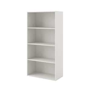 Quincy 46.85 in. Tall Stackable White Engineered wood 4-Shelf Modern Modular Bookcase