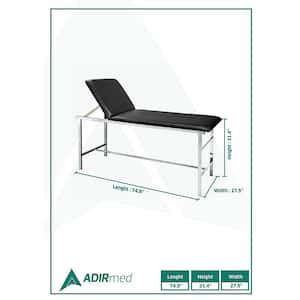 27.5 in. W x 31.4 in. H Adjustable Exam Table Bed with Paper Dispenser in Black with Adjustable Pneumatic Swivel Stool