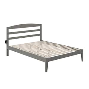 Warren 60-1/4 in. W Grey Queen Solid Wood Frame and Attachable USB Device Charger Platform Bed