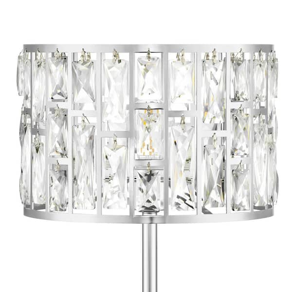 Hampton Bay Kristella 24 in. Chrome Table Lamp with Crystal Shade