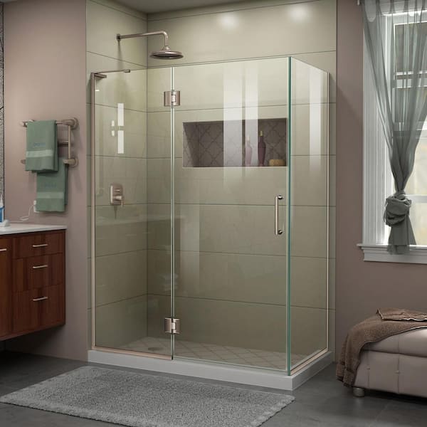 DreamLine Unidoor-X 47-3/8 in. W x 30 in. D x 72 in. H Frameless Hinged Corner Shower Enclosure in Brushed Nickel