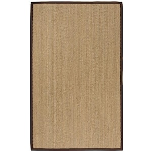 Natural Fiber Beige/Dark Brown Doormat 3 ft. x 5 ft. Border Area Rug