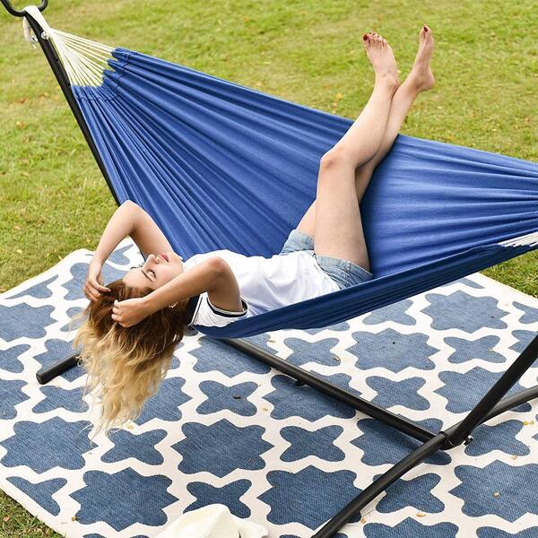 9 ft. 2-Person Hammock with Steel Stand Includes Portable Carrying