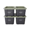 HDX 27 gal. Tough Storage Tote in Black and Army Green Combo