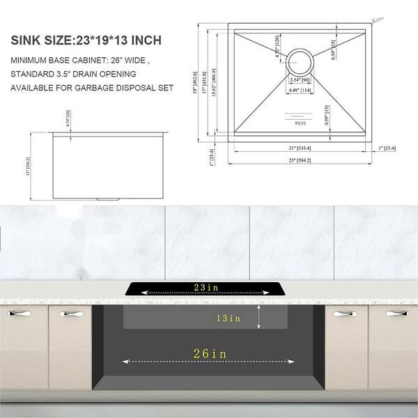 Staykiwi 23 x 19 Undermount Laundry/Utility Sink in Brushed Nickel with Workstation