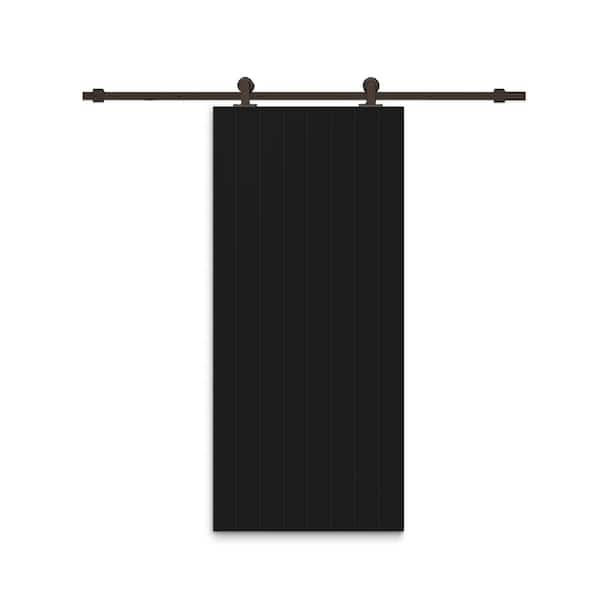 CALHOME 24 in. x 80 in. Black Painted Composite MDF Paneled Interior Sliding Barn Door with Hardware Kit