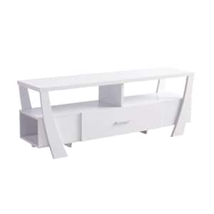 60 in. White Wood TV Stand Fits TVs up to 65 in. with 1-Drawers