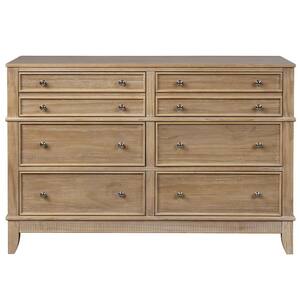 6-Drawers Brown Chest of Drawers 52 in. W x 35 in. H x 17.30 in. D
