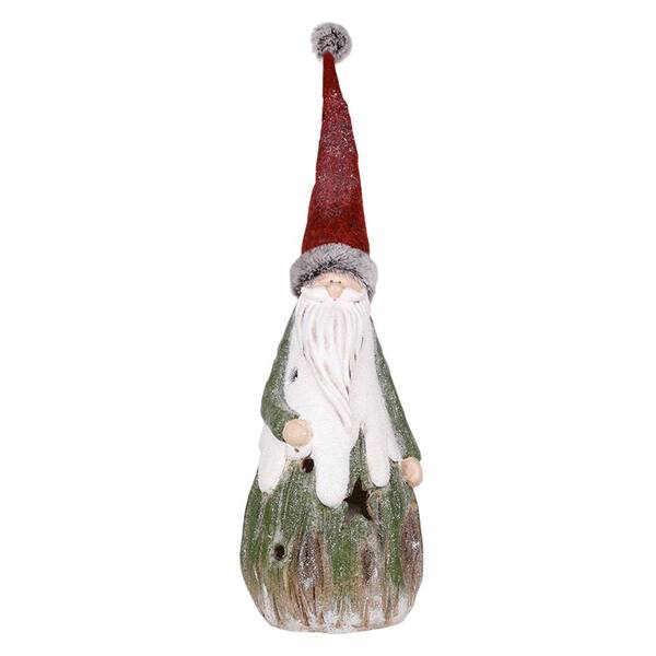 Alpine Corporation 26 in. Tall Country Christmas Santa Claus Statue With Warm White LED Lights