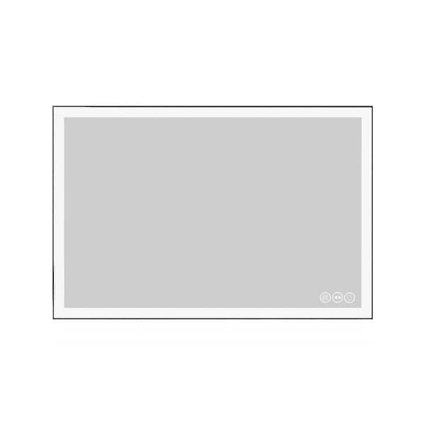 Seafuloy 48 in. W x 32 in. H LED Bathroom Mirror Black Rectangle Vanity Mirror, Anti-Fog, Shatter-Proof, Memory, 3-Colors Light