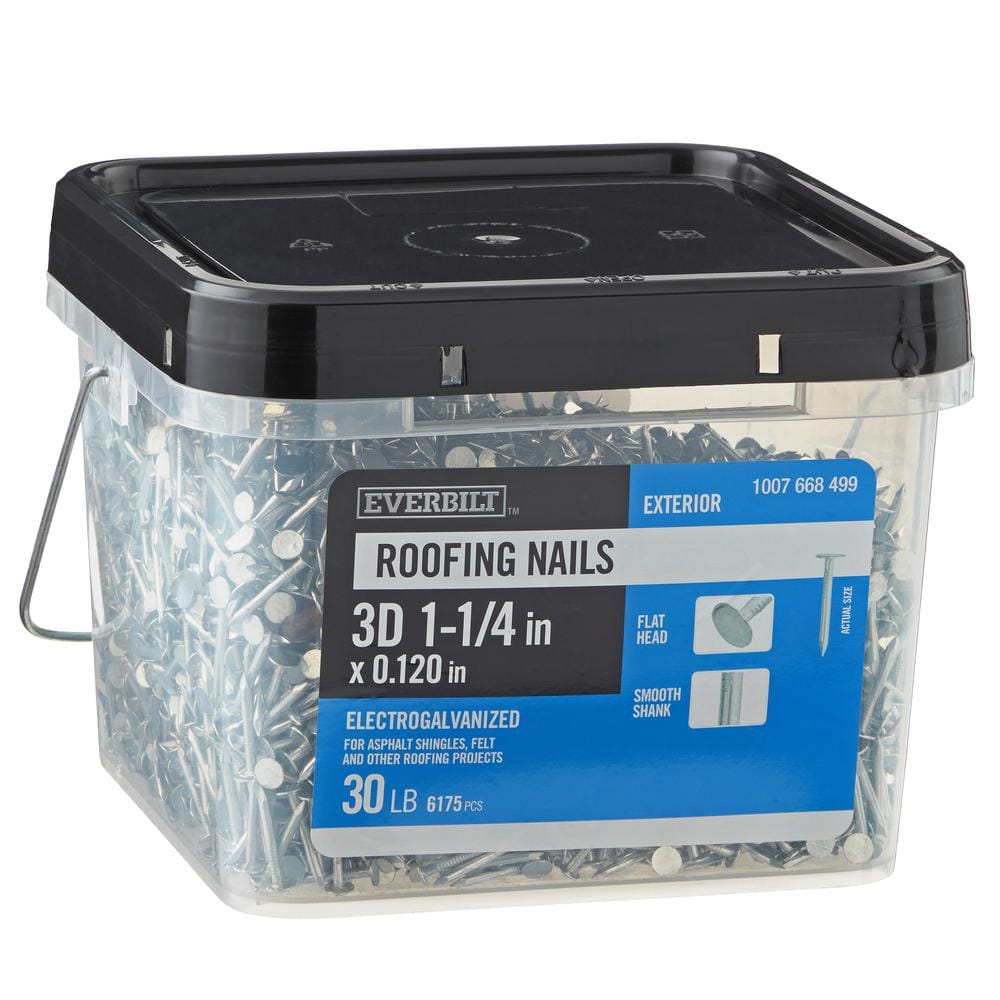 1-1/4 in. x 3D Electro-Galvanized Non-Collated Roofing Nails 30 lbs. (6175-Count) price history on PriceWatchPro