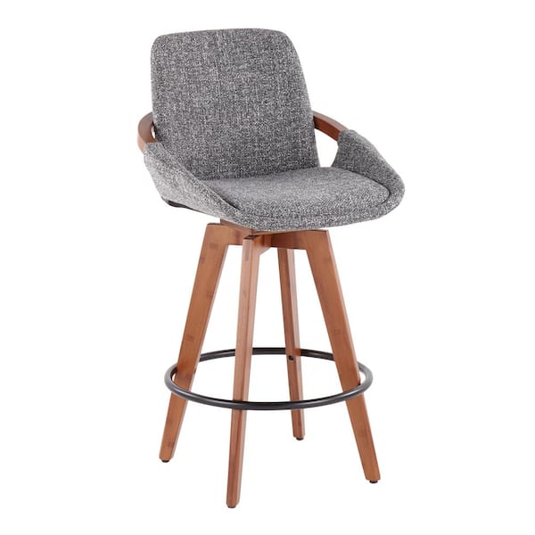 Lumisource Cosmo 26 in. Grey Noise Fabric & Walnut Bamboo Frame
